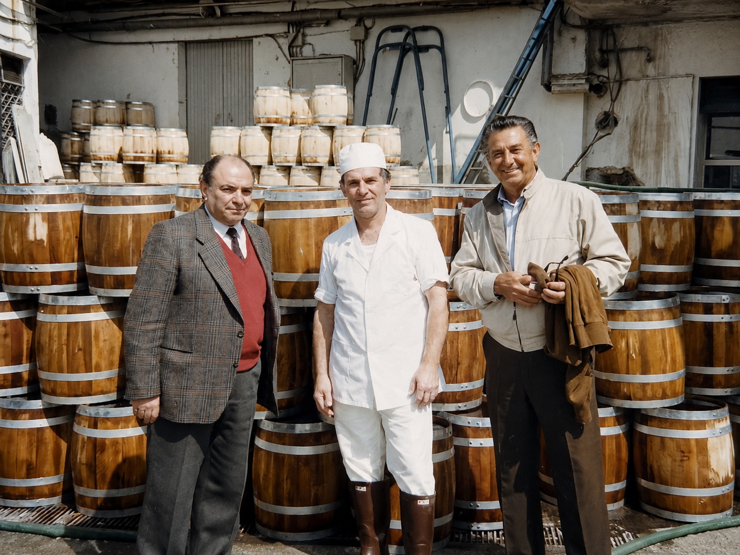 Paolino Fadda in the barrel yard at Thiesi